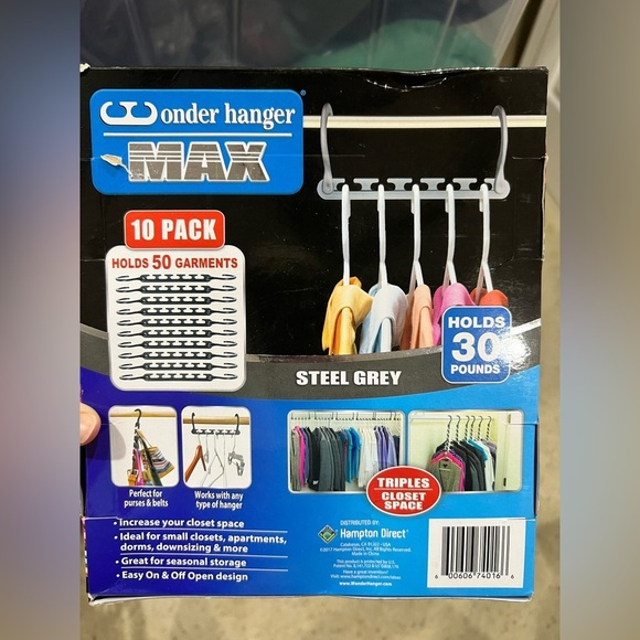 New NIB‎ wonderhanger wonder hanger 30 hangers clothes grey closet storage - Picture 2 of 5